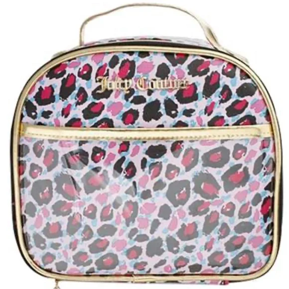 JUICY COUTURE Pink Leopard Pattern PURounded Makeup Case Organizer